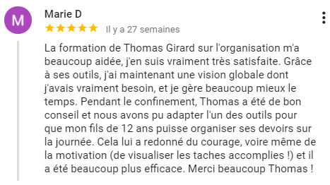 Témoignage Google Marie D Handy